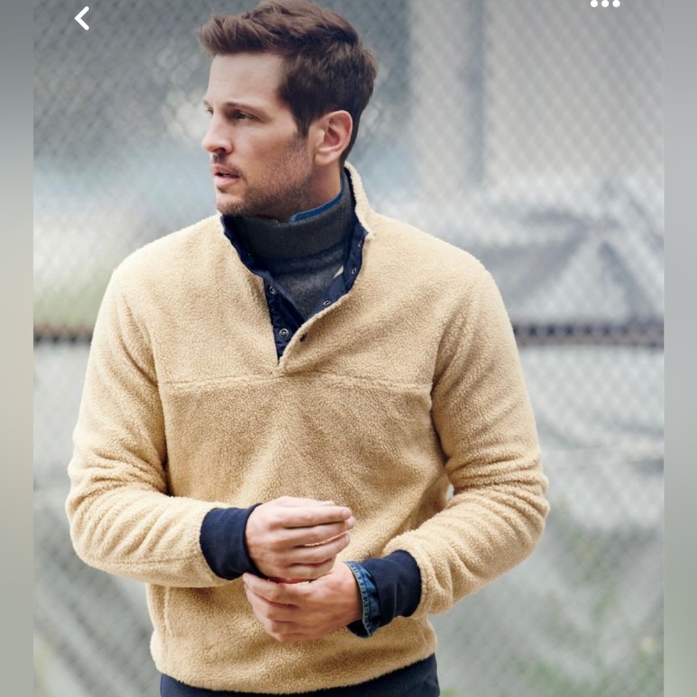 J. Crew Mens Grizzly Fleece Pullover Jacket sz M